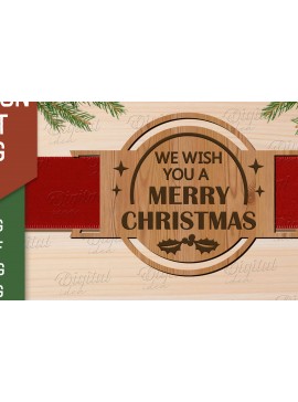 Σετ των 2 Intra απο ξύλο plywood 3mm-4mm πάχος Χριστουγεννιάτικη κορδέλα δώρου Ετικέτα κοπής με λέιζερ Δίασταση 15x15 cm INTRAFABR-83505805