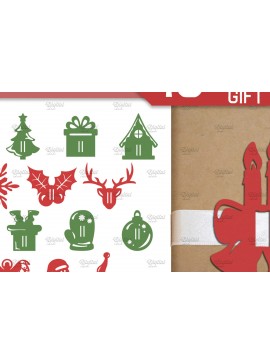 Σετ των 2 Intra απο ξύλο plywood 3mm-4mm πάχος ετικετών με χριστουγεννιάτικη κορδέλα Δίασταση 15x15 cm INTRAFABR-83082041