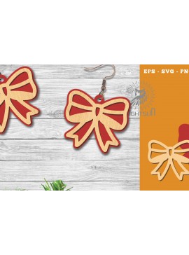 Σετ των 3 Intra απο ξύλο plywood 3mm-4mm πάχος Χριστουγεννιάτικα σκουλαρίκια κομμένα με λέιζερ κορδέλα Δίασταση 3x3 cm INTRAFABR-112767214