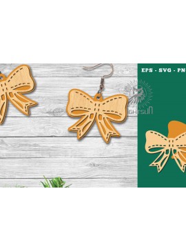 Σετ των 3 Intra απο ξύλο plywood 3mm-4mm πάχος Χριστουγεννιάτικα σκουλαρίκια κομμένα με λέιζερ κορδέλα Δίασταση 3x3 cm INTRAFABR-112767313