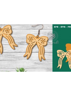 Σετ των 3 Intra απο ξύλο plywood 3mm-4mm πάχος Χριστουγεννιάτικα σκουλαρίκια κομμένα με λέιζερ κορδέλα Δίασταση 3x3 cm INTRAFABR-112767167