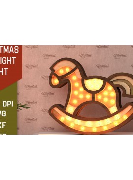Σετ των 2 Intra απο ξύλο plywood 3mm-4mm πάχος Christmas Rocking Horse Led Nightlight Δίασταση 15x15 cm INTRAFABR-107832610