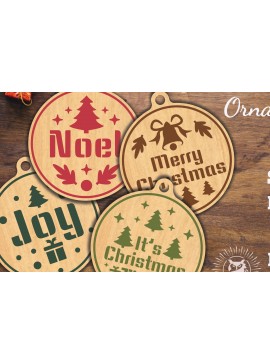 Σετ των 3 Intra απο ξύλο plywood 3mm-4mm πάχος Χριστουγεννιάτικο Στρογγυλό Στολίδι 1 Δίασταση 8x8 cm INTRAFABR-112467265