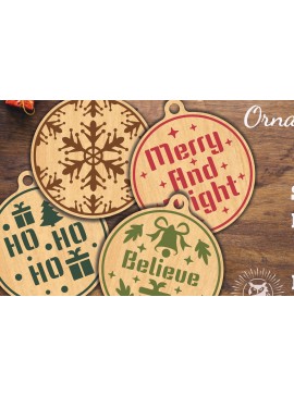 Σετ των 3 Intra απο ξύλο plywood 3mm-4mm πάχος Χριστουγεννιάτικο Στρογγυλό Στολίδι 2 Δίασταση 8x8 cm INTRAFABR-112467350