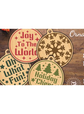 Σετ των 3 Intra απο ξύλο plywood 3mm-4mm πάχος Χριστουγεννιάτικο Στρογγυλό Στολίδι 3 Δίασταση 8x8 cm INTRAFABR-112467405