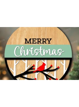 Σετ των 2 Intra απο ξύλο plywood 3mm-4mm πάχος Χριστουγεννιάτικο στρογγυλό σημάδι κοπής με λέιζερ Δίασταση 15x15 cm INTRAFABR-106049212