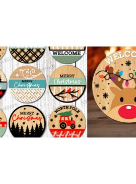 Intra απο ξύλο plywood 3mm-4mm πάχος Δέσμη κοπής με λέιζερ Χριστουγεννιάτικη στρογγυλή πινακίδα Δίασταση 30x20 cm INTRAFABR-106049240