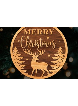 Σετ των 2 Intra απο ξύλο plywood 3mm-4mm πάχος Χριστουγεννιάτικη στρογγυλή ξύλινη πινακίδα Δίασταση 15x15 cm INTRAFABR-107368843