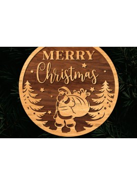 Σετ των 2 Intra απο ξύλο plywood 3mm-4mm πάχος Χριστουγεννιάτικη στρογγυλή ξύλινη πινακίδα Δίασταση 15x15 cm INTRAFABR-107369340
