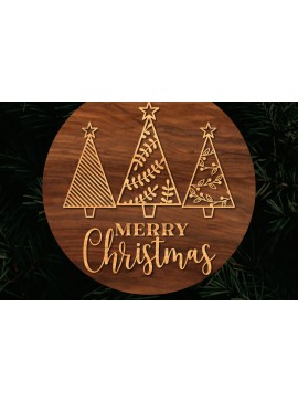 Σετ των 2 Intra απο ξύλο plywood 3mm-4mm πάχος Χριστουγεννιάτικη στρογγυλή ξύλινη πινακίδα Δίασταση 15x15 cm INTRAFABR-107368600