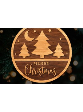 Σετ των 2 Intra απο ξύλο plywood 3mm-4mm πάχος Χριστουγεννιάτικη στρογγυλή ξύλινη πινακίδα Δίασταση 15x15 cm INTRAFABR-107369802