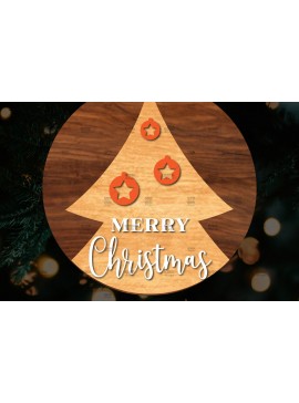 Σετ των 2 Intra απο ξύλο plywood 3mm-4mm πάχος Χριστουγεννιάτικη στρογγυλή ξύλινη πινακίδα Δίασταση 15x15 cm INTRAFABR-107369845