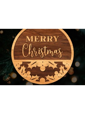 Σετ των 2 Intra απο ξύλο plywood 3mm-4mm πάχος Χριστουγεννιάτικη στρογγυλή ξύλινη πινακίδα Δίασταση 15x15 cm INTRAFABR-107368633