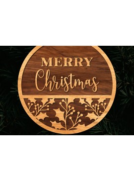 Σετ των 2 Intra απο ξύλο plywood 3mm-4mm πάχος Χριστουγεννιάτικη στρογγυλή ξύλινη πινακίδα Δίασταση 15x15 cm INTRAFABR-107368660