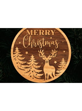 Σετ των 2 Intra απο ξύλο plywood 3mm-4mm πάχος Χριστουγεννιάτικη στρογγυλή ξύλινη πινακίδα Δίασταση 15x15 cm INTRAFABR-107368815