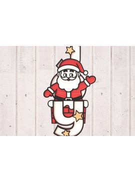 Σετ των 3 Intra απο ξύλο plywood 3mm-4mm πάχος Χριστουγεννιάτικο στολίδι Santa Joy Cut  Δίασταση 8x8 cm INTRAFABR-106583269