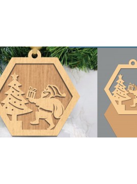 Σετ των 3 Intra απο ξύλο plywood 3mm-4mm πάχος Χριστουγεννιάτικο στολίδι με Δίασταση 8x8 cm INTRAFABR-105774129