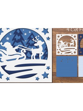 Σετ των 2 Intra απο ξύλο plywood 3mm-4mm πάχος Χριστουγεννιάτικο Χαρτόκοπο με στρώσεις Santa Δίασταση 15x15 cm INTRAFABR-85008603