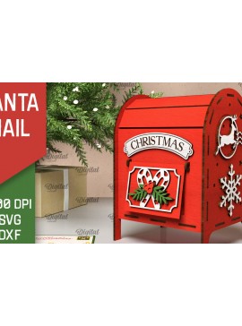 Σετ των 2 Intra απο ξύλο plywood 3mm-4mm πάχος Χριστουγεννιάτικη ταχυδρομική θυρίδα Άγιου Βασίλη Δίασταση 15x15 cm INTRAFABR-106597549