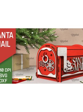 Σετ των 2 Intra απο ξύλο plywood 3mm-4mm πάχος Χριστουγεννιάτικη ταχυδρομική θυρίδα Άγιου Βασίλη Δίασταση 15x15 cm INTRAFABR-106597581