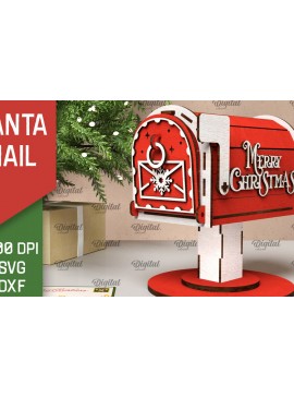 Σετ των 2 Intra απο ξύλο plywood 3mm-4mm πάχος Χριστουγεννιάτικη ταχυδρομική θυρίδα Άγιου Βασίλη Δίασταση 15x15 cm INTRAFABR-106597462