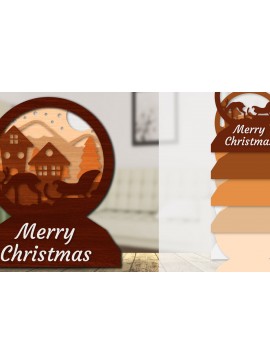 Σετ των 2 Intra απο ξύλο plywood 3mm-4mm πάχος Χριστουγεννιάτικο έλκηθρο 3D  Δίασταση 30x20 cm INTRAFABR-110790535