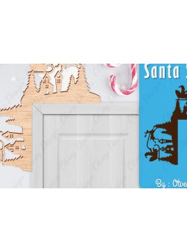 Σετ των 2 Intra απο ξύλο plywood 3mm-4mm πάχος Χριστουγεννιάτικο Santa Sleigh Door Corner  Δίασταση 30x20 cm INTRAFABR-110788521