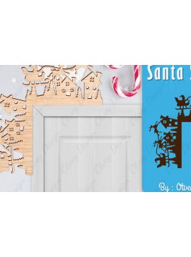 Σετ των 2 Intra απο ξύλο plywood 3mm-4mm πάχος Χριστουγεννιάτικο Santa Sleigh Door Corner  Δίασταση 30x20 cm INTRAFABR-110788583