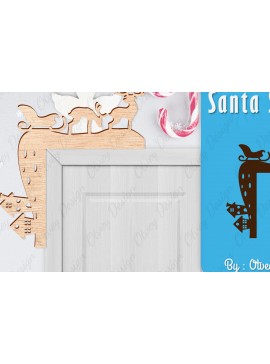 Σετ των 2 Intra απο ξύλο plywood 3mm-4mm πάχος Χριστουγεννιάτικο Santa Sleigh Door Corner  Δίασταση 30x20 cm INTRAFABR-110788627