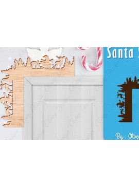 Σετ των 2 Intra απο ξύλο plywood 3mm-4mm πάχος Χριστουγεννιάτικο Santa Sleigh Door Corner  Δίασταση 30x20 cm INTRAFABR-110788672