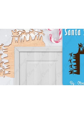 Intra απο ξύλο plywood 3mm-4mm πάχος Χριστουγεννιάτικο Santa Sleigh Door Corner  Δίασταση 30x20 cm INTRAFABR-110788499