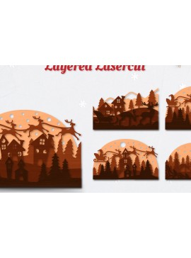 Σετ των 2 Intra απο ξύλο plywood 3mm-4mm πάχος Χριστουγεννιάτικο έλκηθρο με στρώσεις με λέιζερ Δίασταση 30x20 cm INTRAFABR-110141679