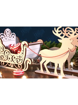 Σετ των 2 Intra απο ξύλο plywood 3mm-4mm πάχος Χριστουγεννιάτικο έλκηθρο Άγιου Βασίλη | Έλκηθρο ταράνδων Δίασταση 15x15 cm INTRAFABR-106858566