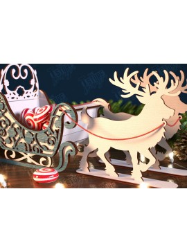 Σετ των 2 Intra απο ξύλο plywood 3mm-4mm πάχος Χριστουγεννιάτικο έλκηθρο Άγιου Βασίλη | Έλκηθρο ταράνδων Δίασταση 15x15 cm INTRAFABR-106858668