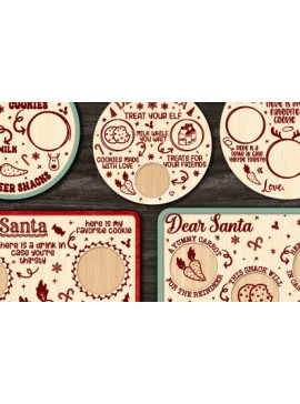 Σετ των 2 Intra απο ξύλο plywood 3mm-4mm πάχος κοπής με λέιζερ Χριστουγεννιάτικο Δίσκο Άγιου Βασίλη Δίασταση 15x15 cm INTRAFABR-105389128