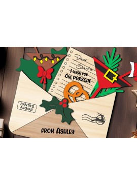 Σετ των 3 Intra απο ξύλο plywood 3mm-4mm πάχος Χριστουγεννιάτικο πάρτι φακέλου Λίστα ευχών Άγιου Βασίλη Δίασταση 5x5 cm INTRAFABR-107362167