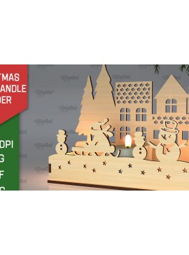 Σετ των 2 Intra απο ξύλο plywood 3mm-4mm πάχος Χριστουγεννιάτικη Σκηνή Κηροπήγιο Δίασταση 15x15 cm INTRAFABR-105630176