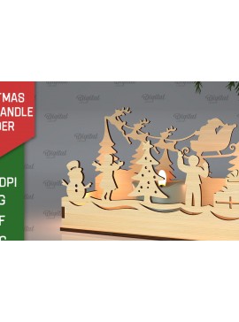 Σετ των 2 Intra απο ξύλο plywood 3mm-4mm πάχος Χριστουγεννιάτικη Σκηνή Κηροπήγιο Δίασταση 15x15 cm INTRAFABR-105630037
