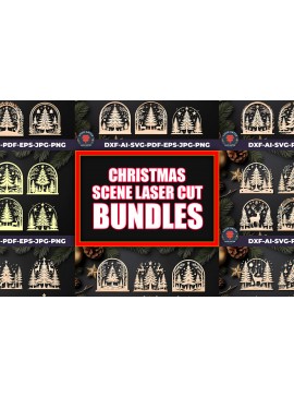 Σετ των 2 Intra απο ξύλο plywood 3mm-4mm πάχος Πακέτα αποκοπής λέιζερ Χριστουγεννιάτικων σκηνών Δίασταση 15x15 cm INTRAFABR-109359458