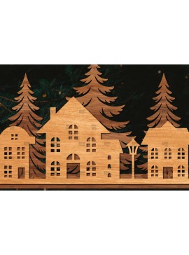 Σετ των 2 Intra απο ξύλο plywood 3mm-4mm πάχος Χριστουγεννιάτικη Σκηνή Δίασταση 15x15 cm INTRAFABR-106403230