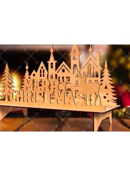 Σετ των 2 Intra απο ξύλο plywood 3mm-4mm πάχος Χριστουγεννιάτικη Σκηνή Δίασταση 15x15 cm INTRAFABR-106822769