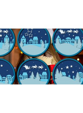Σετ των 2 Intra απο ξύλο plywood 3mm-4mm πάχος Cut Χριστουγεννιάτικου Scene Δίασταση 15x15 cm INTRAFABR-37346970