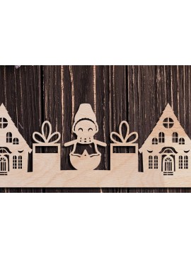 Intra απο ξύλο plywood 3mm-4mm πάχος Χριστουγεννιάτικη Σκηνή Τέχνη τοίχου Δίασταση 40x40 cm INTRAFABR-105435079