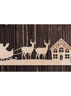 Intra απο ξύλο plywood 3mm-4mm πάχος Χριστουγεννιάτικη Σκηνή Τέχνη τοίχου Δίασταση 40x40 cm INTRAFABR-105435060