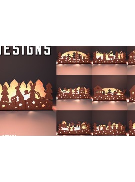 Σετ των 2 Intra απο ξύλο plywood 3mm-4mm πάχος Χριστουγεννιάτικη Σκηνή Δίασταση 15x15 cm INTRAFABR-75890649