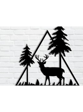 Σετ των 2 Intra απο ξύλο plywood 3mm-4mm πάχος Χριστουγεννιάτικη Σκηνή Μεταλλική Τέχνη Τοίχων Κοπή  Δίασταση 40x40 cm INTRAFABR-79321257