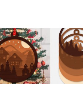 Σετ των 2 Intra απο ξύλο plywood 3mm-4mm πάχος Χριστουγεννιάτικη σκηνή Ornamanet  Δίασταση 30x20 cm INTRAFABR-110140812