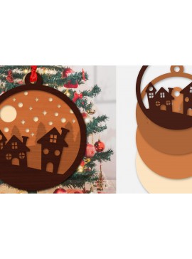 Σετ των 2 Intra απο ξύλο plywood 3mm-4mm πάχος Χριστουγεννιάτικη σκηνή Ornamanet  Δίασταση 30x20 cm INTRAFABR-110140772