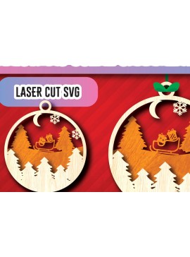 Σετ των 3 Intra απο ξύλο plywood 3mm-4mm πάχος Χριστουγεννιάτικα στολίδια σκηνής με λέιζερ Δίασταση 8x8 cm INTRAFABR-104800536