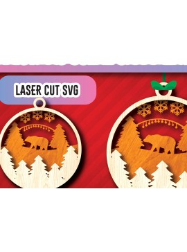Σετ των 3 Intra απο ξύλο plywood 3mm-4mm πάχος Χριστουγεννιάτικα στολίδια σκηνής με λέιζερ Δίασταση 8x8 cm INTRAFABR-104800722